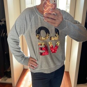 Betsey Johnson sweatshirt w graphic sequin "LOVE" size M